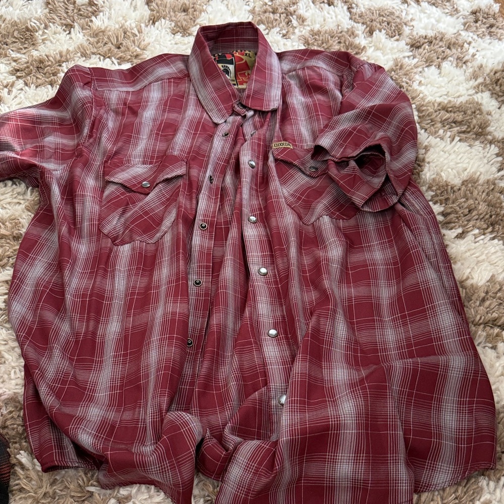 DIXXON Burgundy Plaid Casual Shirt